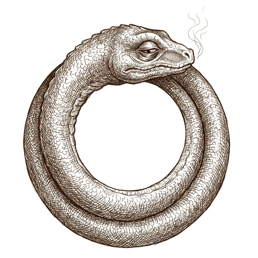 A melancholy ink serpent coiled around the unmapped region